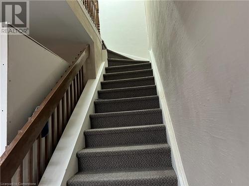 Stairway with carpet - 660 Main Street E Unit# 2, Hamilton, ON - Indoor Photo Showing Other Room