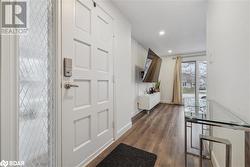 Foyer with dark hardwood / wood-style floors - 