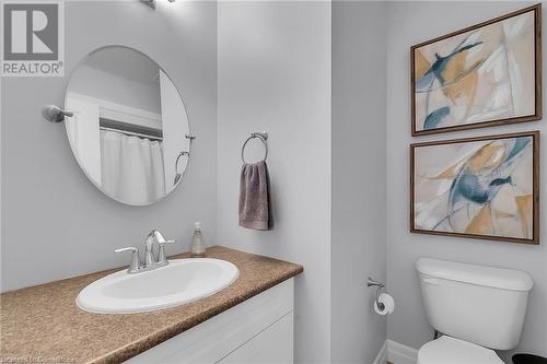 Bathroom featuring vanity and toilet - 46 Halliday Drive Drive, Tavistock, ON - Indoor Photo Showing Bathroom