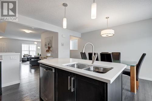 48 Auburn Meadows Boulevard Se, Calgary, AB - Indoor Photo Showing Kitchen With Fireplace With Double Sink