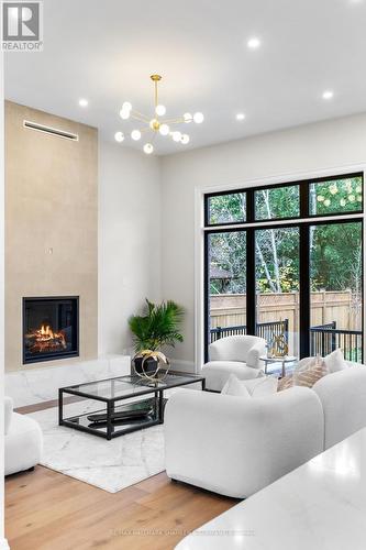 66 Parkhurst Boulevard, Toronto, ON - Indoor Photo Showing Living Room With Fireplace