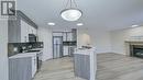 246 Saddlefield Place Ne, Calgary, AB  - Indoor Photo Showing Kitchen With Fireplace 