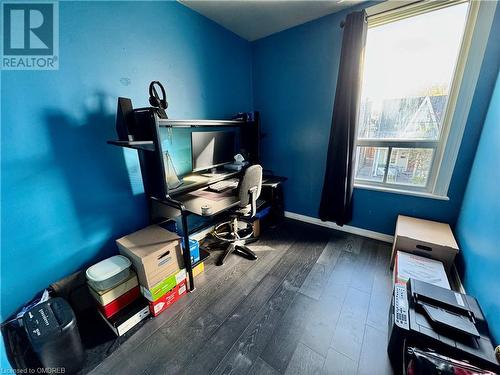 Home office featuring hardwood / wood-style floors - 21 Minto Avenue, Hamilton, ON - Indoor Photo Showing Office