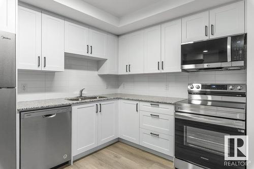 #208 9504 182 St Nw, Edmonton, AB - Indoor Photo Showing Kitchen With Stainless Steel Kitchen With Double Sink