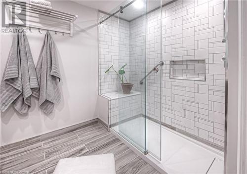 Bathroom featuring a shower with door - 66 Lock Street, Innerkip, ON - Indoor Photo Showing Bathroom