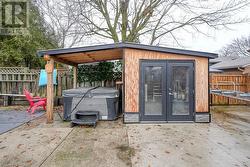 View of shed and hot tub - 