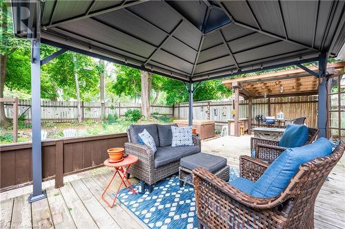 Deck with a gazebo and an outdoor living space - 48 Dane Street, Kitchener, ON - Outdoor With Deck Patio Veranda With Exterior