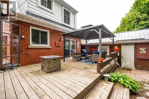 Wooden terrace featuring a gazebo and an outdoor living space - 48 Dane Street, Kitchener, ON - Outdoor With Deck Patio Veranda With Exterior