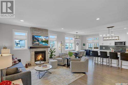 192 Wellington Drive, Moose Jaw, SK - Indoor Photo Showing Living Room With Fireplace