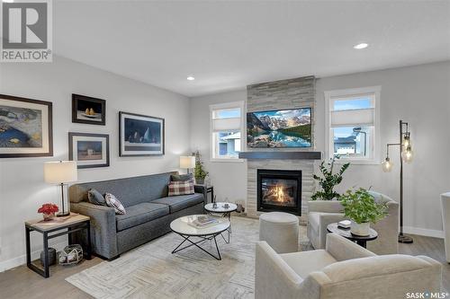 192 Wellington Drive, Moose Jaw, SK - Indoor Photo Showing Living Room With Fireplace