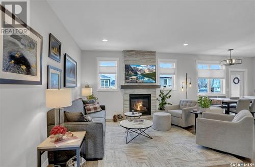 192 Wellington Drive, Moose Jaw, SK - Indoor Photo Showing Living Room With Fireplace