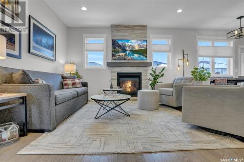 192 Wellington Drive, Moose Jaw, SK - Indoor Photo Showing Living Room With Fireplace