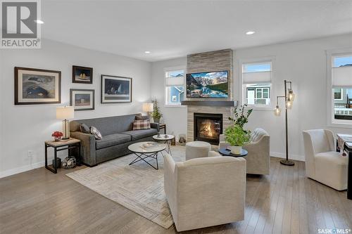 192 Wellington Drive, Moose Jaw, SK - Indoor Photo Showing Living Room With Fireplace