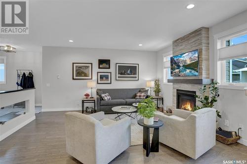 192 Wellington Drive, Moose Jaw, SK - Indoor Photo Showing Living Room With Fireplace