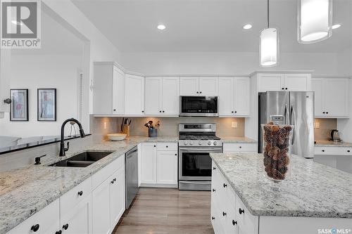 3326 Elgaard Drive, Regina, SK - Indoor Photo Showing Kitchen With Double Sink With Upgraded Kitchen