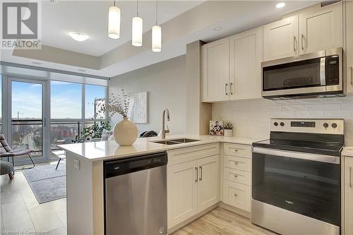 60 Charles Street Unit# 2403, Kitchener, ON - Indoor Photo Showing Kitchen With Stainless Steel Kitchen With Double Sink With Upgraded Kitchen