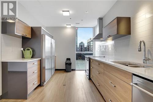 60 Charles Street Unit# 2403, Kitchener, ON - Indoor Photo Showing Kitchen With Double Sink