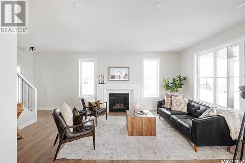 5 Country Road, Lumsden, SK - Indoor Photo Showing Living Room With Fireplace