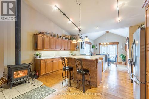 704 Tara Road, Smith-Ennismore-Lakefield, ON - Indoor Photo Showing Kitchen With Fireplace