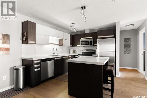 208 1640 Dakota Drive, Regina, SK - Indoor Photo Showing Kitchen With Stainless Steel Kitchen With Upgraded Kitchen