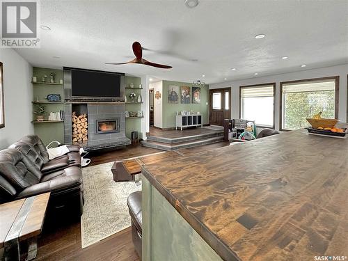 605 Acreage, Grayson Rm No. 184, SK - Indoor Photo Showing Living Room With Fireplace