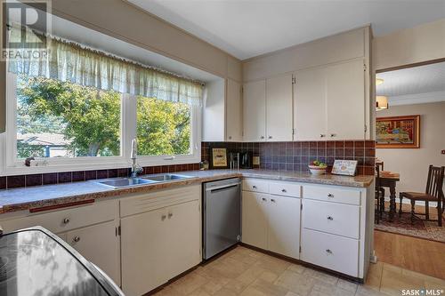 918 Henry Street, Moose Jaw, SK - Indoor Photo Showing Kitchen With Double Sink