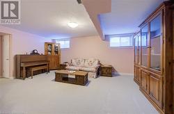 Rec room with light colored carpet and plenty of natural light - 