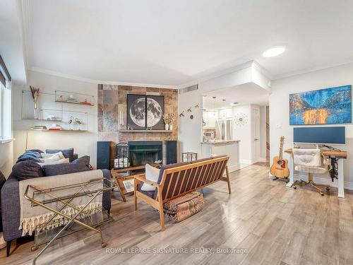 Th6-80 Adelaide St E, Toronto, ON - Indoor Photo Showing Living Room With Fireplace