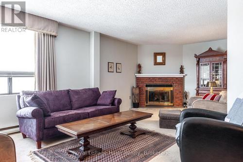 502 - 11 Cobourg Street, Stratford, ON - Indoor Photo Showing Living Room With Fireplace