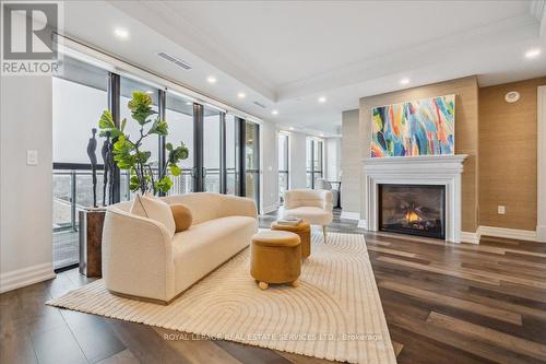 1201 - 2060 Lakeshore Road, Burlington, ON - Indoor Photo Showing Living Room With Fireplace