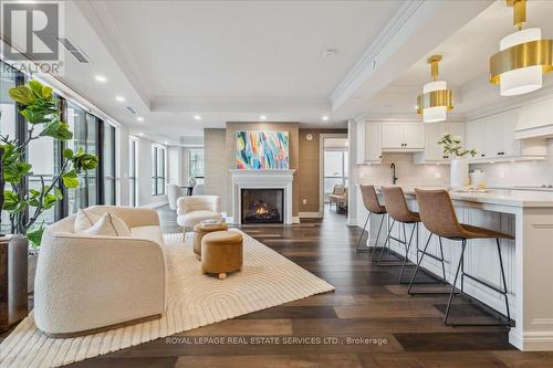 1201 - 2060 Lakeshore Road, Burlington, ON - Indoor Photo Showing Living Room With Fireplace