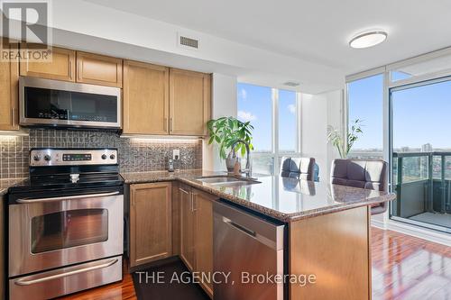 2012 - 335 Rathburn Road W, Mississauga (City Centre), ON - Indoor Photo Showing Kitchen With Stainless Steel Kitchen With Double Sink With Upgraded Kitchen