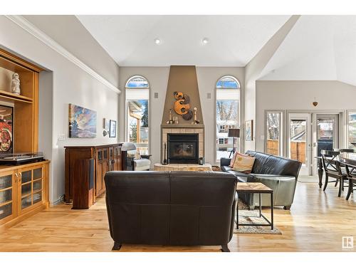 5819 110 St Nw, Edmonton, AB - Indoor Photo Showing Living Room With Fireplace