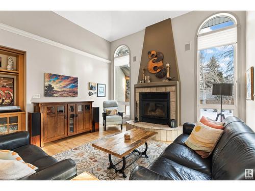 5819 110 St Nw, Edmonton, AB - Indoor Photo Showing Living Room With Fireplace