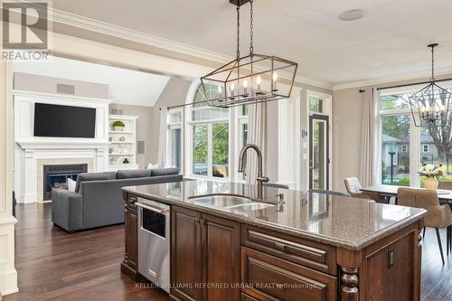 2310 Prestonvale Road, Clarington, ON - Indoor Photo Showing Kitchen With Fireplace With Double Sink With Upgraded Kitchen