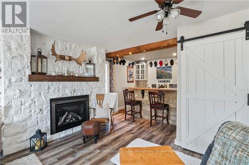 4 Seip Road, South Bruce, ON - Indoor Photo Showing Living Room With Fireplace