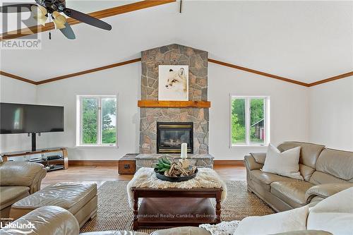 359 Brunel Road, Huntsville (Brunel), ON - Indoor Photo Showing Living Room With Fireplace