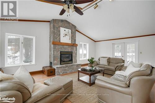 359 Brunel Road, Huntsville (Brunel), ON - Indoor Photo Showing Living Room With Fireplace