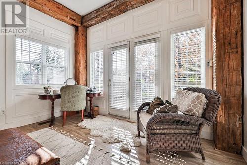 Home office with beam ceiling and light hardwood / wood-style flooring - 1486 Kenmuir Avenue, Mississauga, ON - Indoor