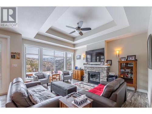 2189 Brent Drive, Penticton, BC - Indoor Photo Showing Living Room With Fireplace