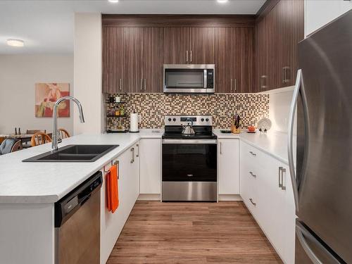 201-6544 Metral Dr, Nanaimo, BC - Indoor Photo Showing Kitchen With Double Sink With Upgraded Kitchen