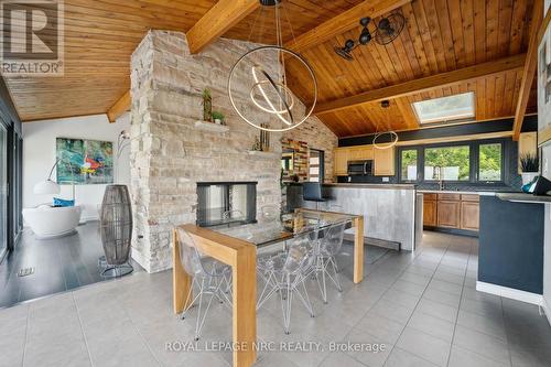 33 Leslie Drive, Hamilton, ON - Indoor Photo Showing Kitchen With Fireplace