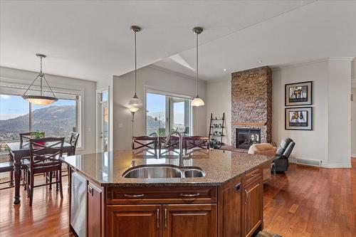 1998 Cornerstone Drive, West Kelowna, BC - Indoor Photo Showing Kitchen With Fireplace With Double Sink