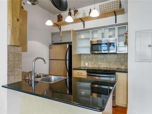 308-845 Yates St, Victoria, BC - Indoor Photo Showing Kitchen With Stainless Steel Kitchen With Double Sink