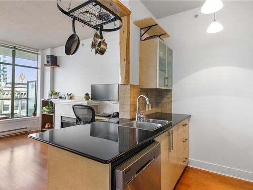 308-845 Yates St, Victoria, BC - Indoor Photo Showing Kitchen With Double Sink