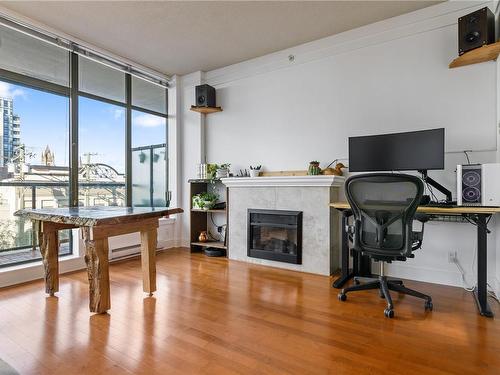 308-845 Yates St, Victoria, BC - Indoor Photo Showing Office With Fireplace