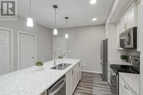 135, 20 Seton Park Se, Calgary, AB - Indoor Photo Showing Kitchen With Double Sink With Upgraded Kitchen