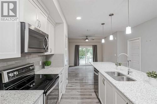 135, 20 Seton Park Se, Calgary, AB - Indoor Photo Showing Kitchen With Double Sink With Upgraded Kitchen