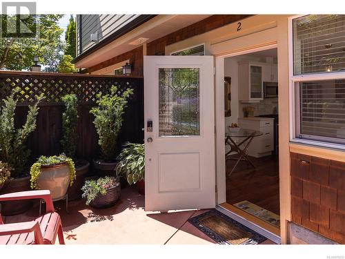 Main entrance doorway to unit off patio. - 2 1146 Richardson St, Victoria, BC - Outdoor With Deck Patio Veranda With Exterior