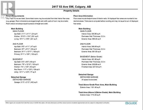 Room sizes - 2417 53 Avenue Sw, Calgary, AB - Other